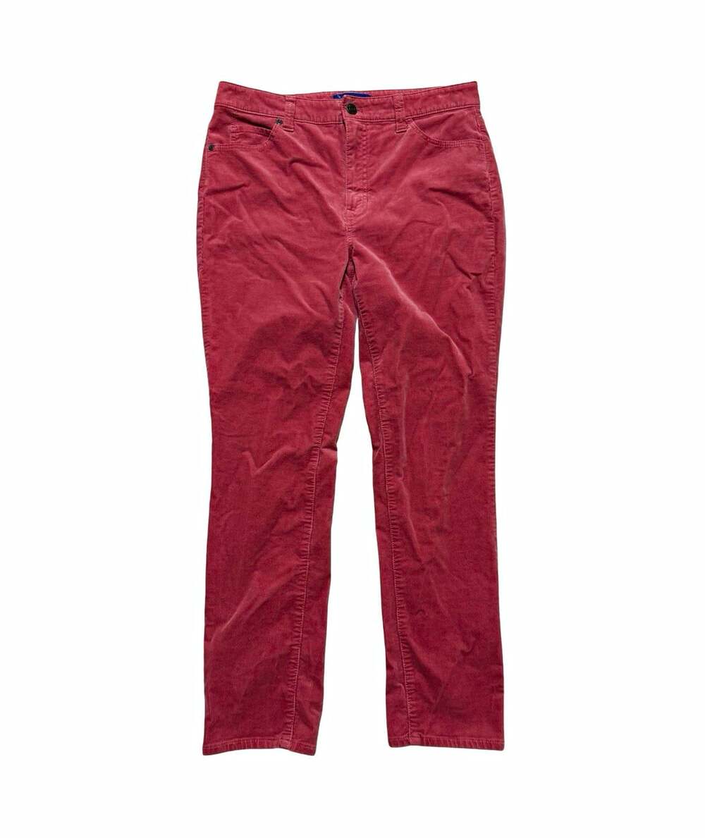 Talbots Pink Corduroy Straight Leg Pants Stretch High Rise Button 8P 30"